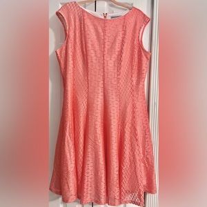 Crocheted Floral Flare Skirt Dress